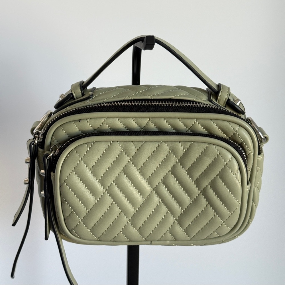 Olive Green Quilted Crossbody Handbag